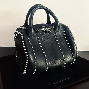 Alexander Wang Studded Rockie Pebbled Leather Medium Duffle Crossbody bag